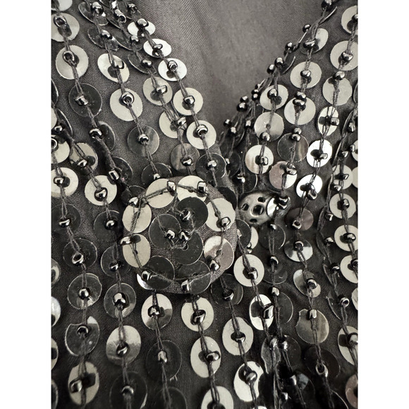 Lew Magram Black Sequins Evening Jacket XL 1-Button 3/4 Sleeves Lined Festive - Picture 7 of 10